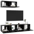 Miniatyrbild 3 av 6: TV-skåp 3 delar svart konstruerat trä