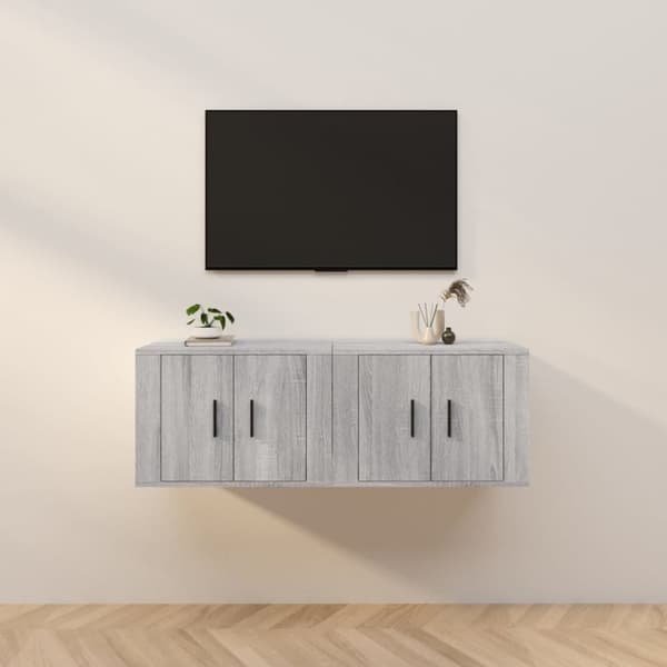 væghængte tv-skabe 2 stk. 57x34,5x40 cm grå sonoma-eg