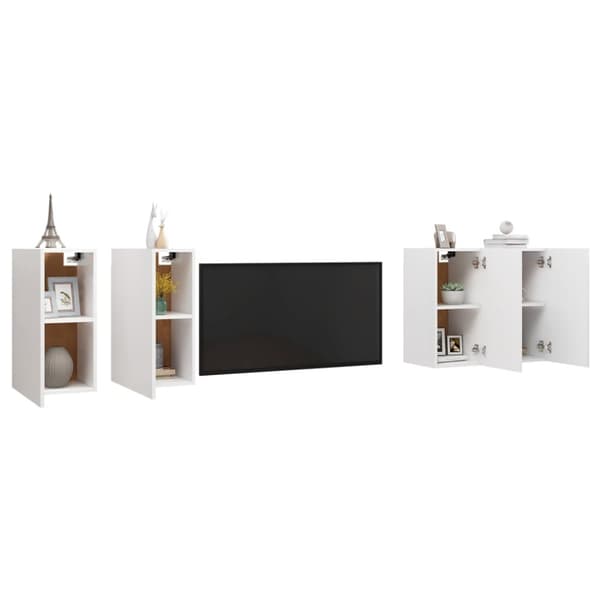 Tv-bänkar 4 st vit 30,5x30x60 cm konstruerat trä