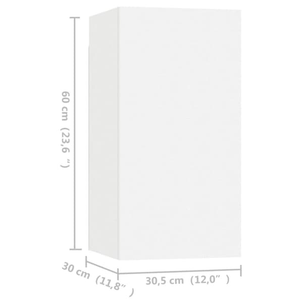 Tv-bänkar 4 st vit 30,5x30x60 cm konstruerat trä