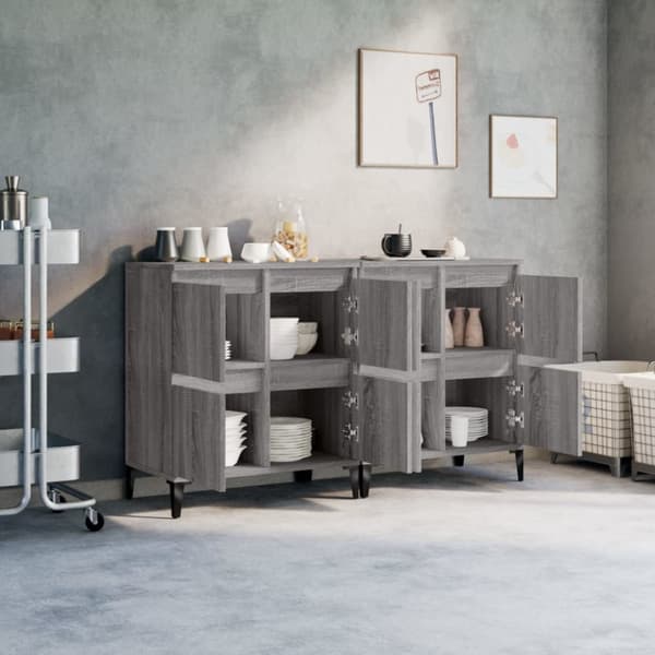 Senkit 2 kpl harmaa Sonoma 60x35x70 cm tekninen puu