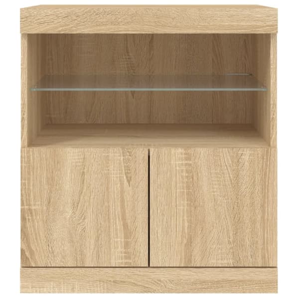 Senkki LED-valoilla Sonoma-tammi 60x37x67 cm