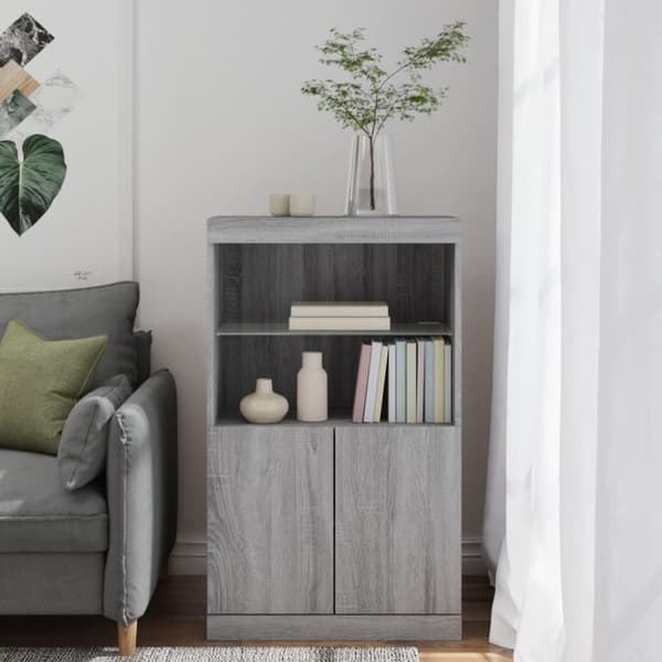 Senkki LED-valoilla harmaa Sonoma 60,5x37x100 cm