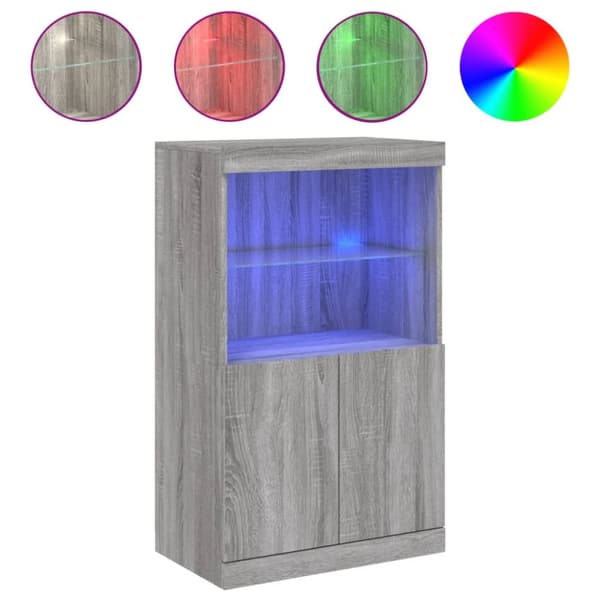Senkki LED-valoilla harmaa Sonoma 60,5x37x100 cm