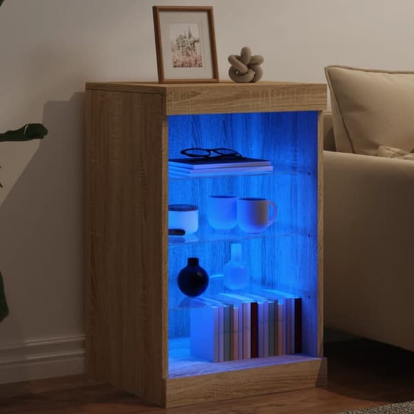 Senkki LED-valoilla Sonoma-tammi 41x37x67 cm