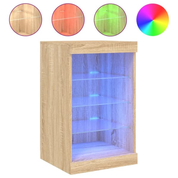 Senkki LED-valoilla Sonoma-tammi 41x37x67 cm