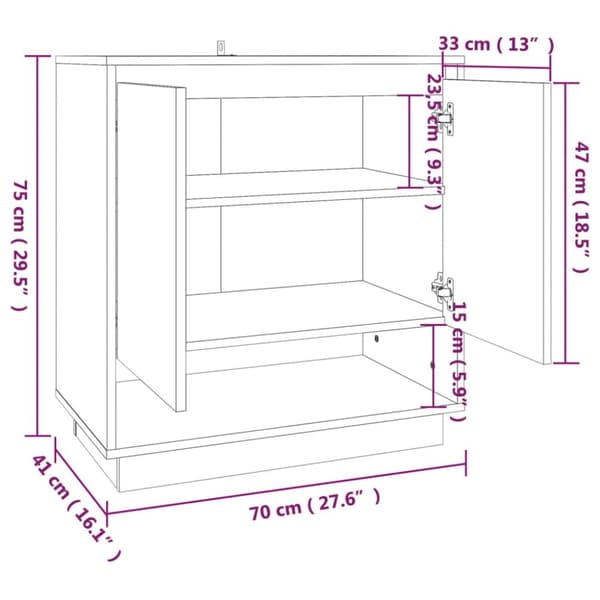 Skänk rökfärgad ek 70x41x75 cm konstruerat trä