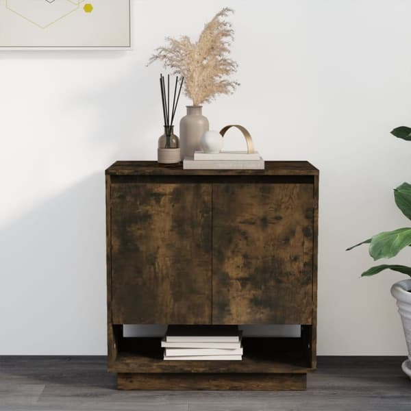 Skänk rökfärgad ek 70x41x75 cm konstruerat trä