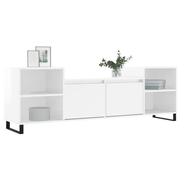tv-bord 160x35x55 cm konstrueret træ hvid højglans