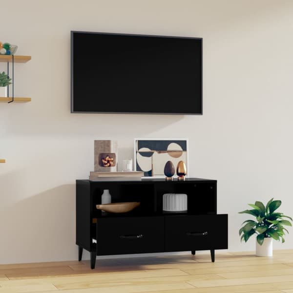 TV-taso musta 80x36x50 cm tekninen puu