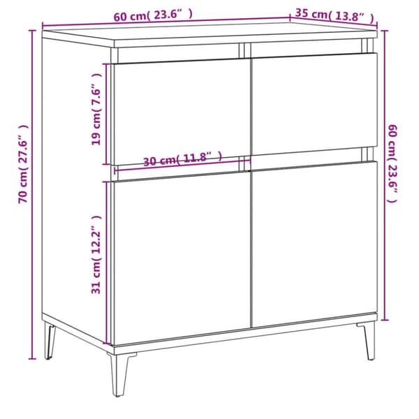 skænk 60x35x70 cm konstrueret træ grå sonoma-eg