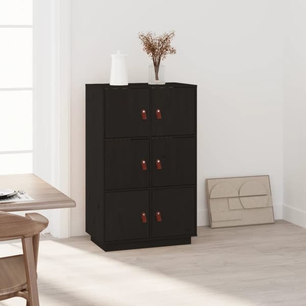 højskab 67x40x108,5 cm massivt fyrretræ sort