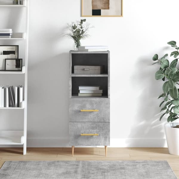 skænk 34,5x34x90 cm konstrueret træ betongrå