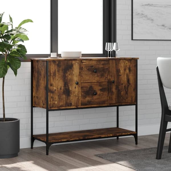 skænk 100x36x85 cm konstrueret træ røget egetræsfarve