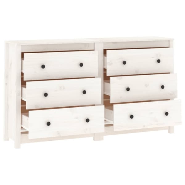 skænk 140x35x80 cm massivt fyrretræ hvid