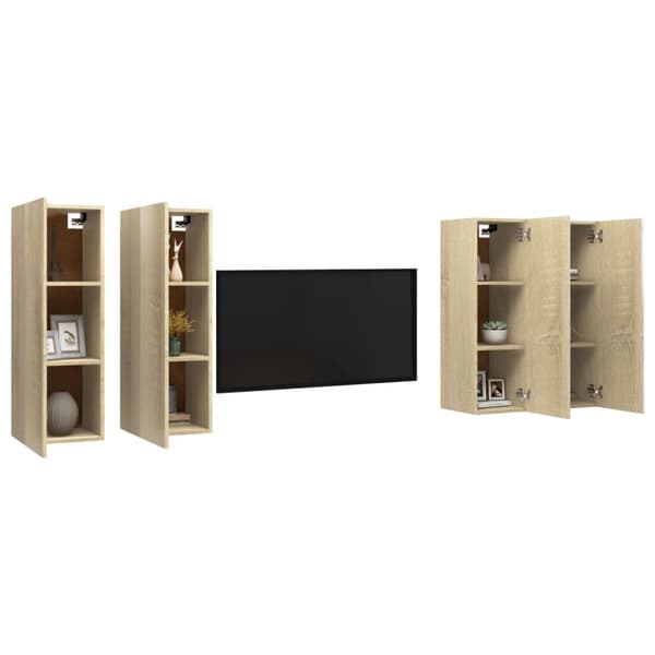 tv-borde 4 stk. 30,5x30x90 cm konstrueret træ sonoma-eg