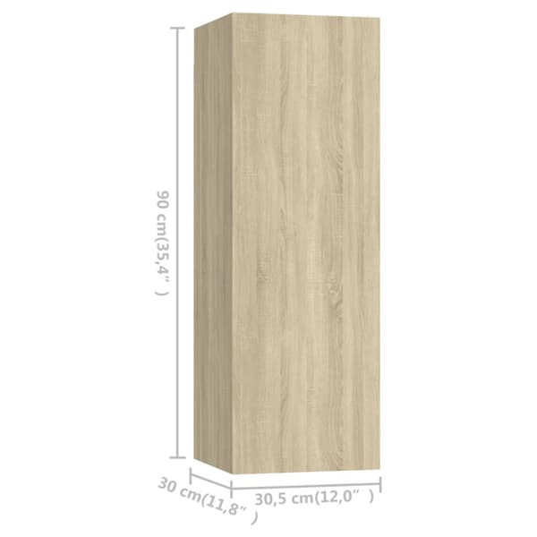 tv-borde 4 stk. 30,5x30x90 cm konstrueret træ sonoma-eg
