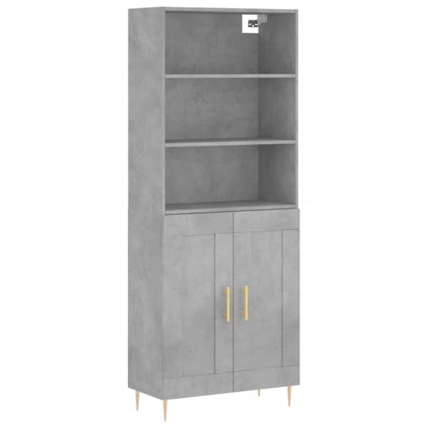 højskab 69,5x34x180 cm konstrueret træ betongrå