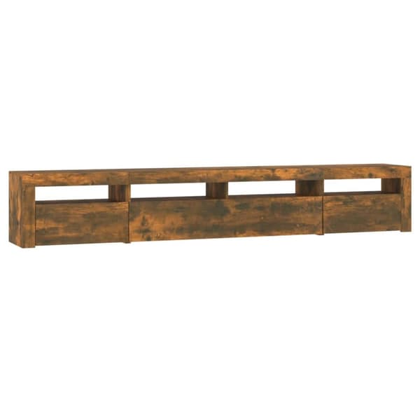 tv-skab med LED-lys 240x35x40 cm røget egetræ