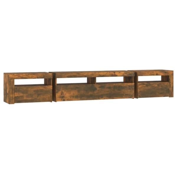 tv-skab med LED-lys 240x35x40 cm røget egetræ