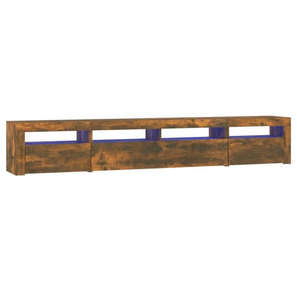 tv-skab med LED-lys 240x35x40 cm røget egetræ