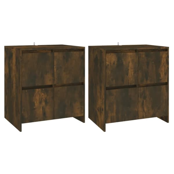 skænke 2 stk. 70x41x75 cm konstrueret træ røget egetræsfarve