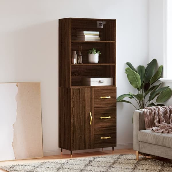 Kaappi ruskea tammi 69,5x34x180 cm tekninen puu