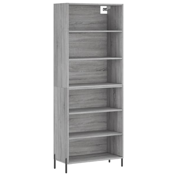reol 69,5x32,5x180 cm konstrueret træ grå sonoma-eg