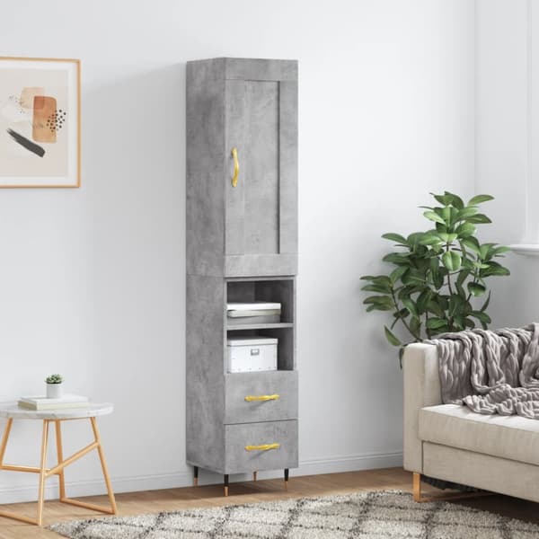 skab 34,5x34x180 cm konstrueret træ betongrå
