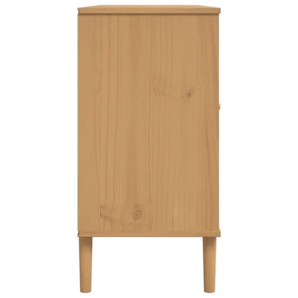 skænk SENJA 112x40x80 cm rattan-look massivt fyrretræ brun