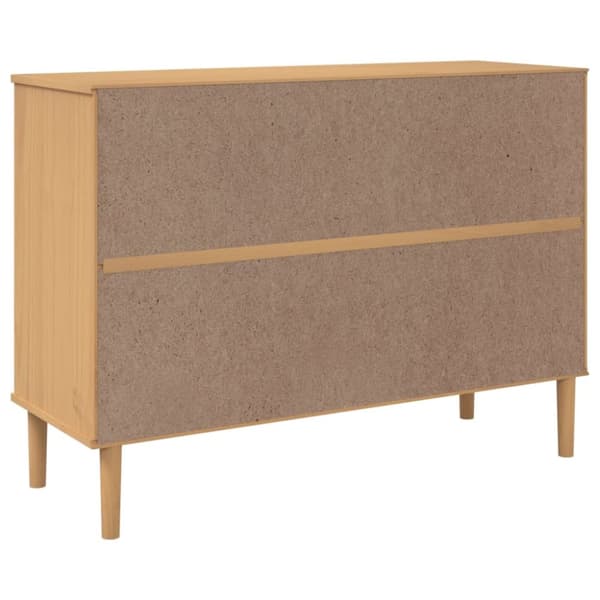 skænk SENJA 112x40x80 cm rattan-look massivt fyrretræ brun