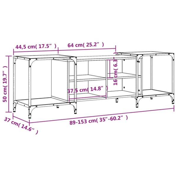 TV-taso Sonoma-tammi 153x37x50 cm tekninen puu