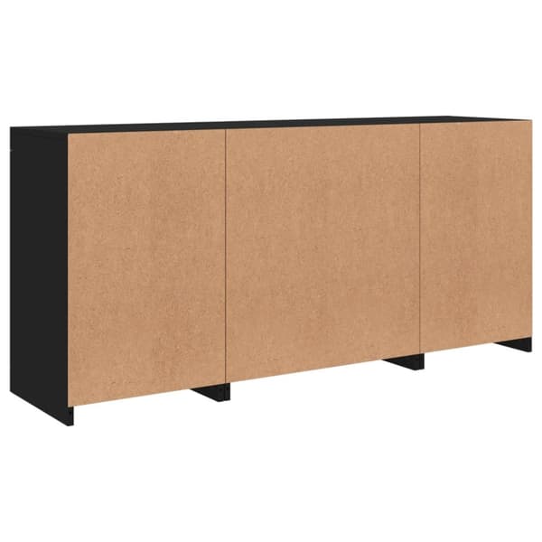 skænk med LED-lys 142,5x37x67 cm sort