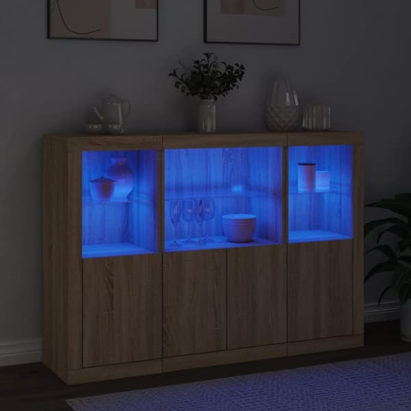 Senkit LED-valoilla 3 kpl Sonoma-tammi tekninen puu