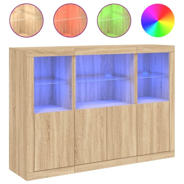 Senkit LED-valoilla 3 kpl Sonoma-tammi tekninen puu