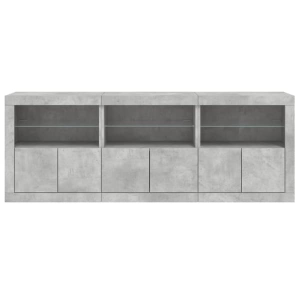 skænk med LED-lys 181,5x37x67 cm betongrå