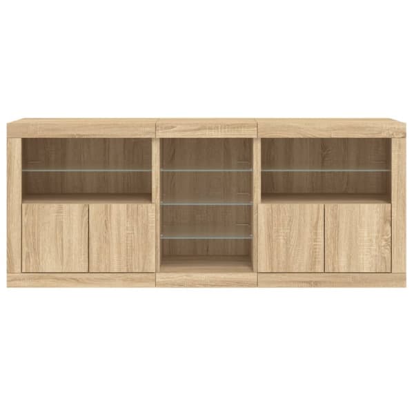 Senkki LED-valoilla Sonoma-tammi 181,5x37x67 cm