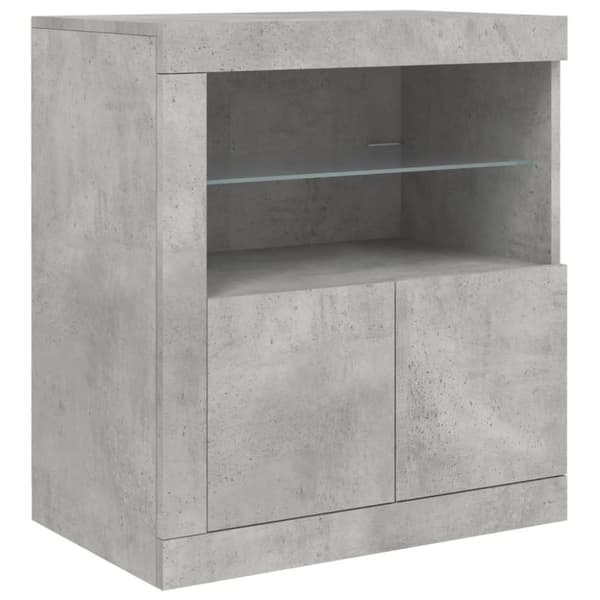 Skänk med LED-belysning betonggrå 283x37x67 cm