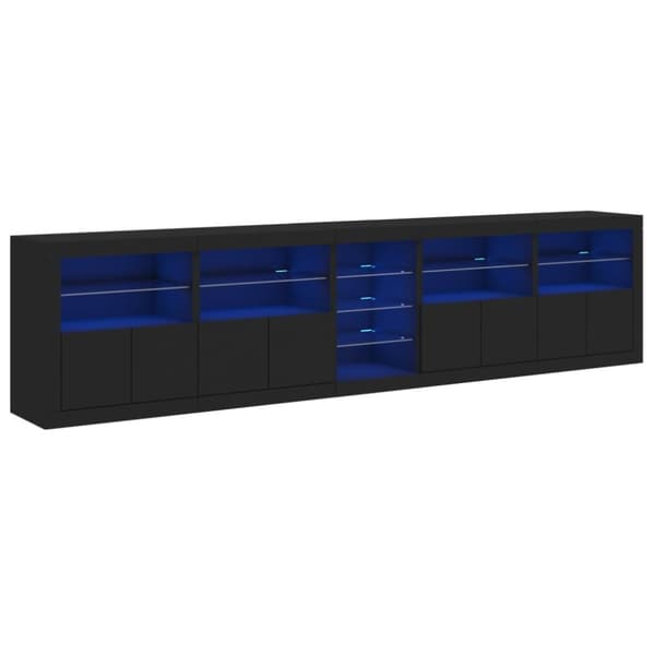 Senkki LED-valoilla musta 283x37x67 cm