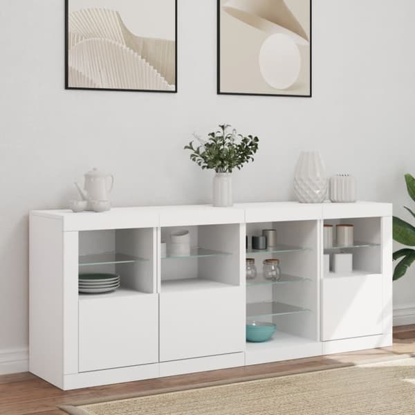 Skänk med LED-belysning vit 164x37x67 cm
