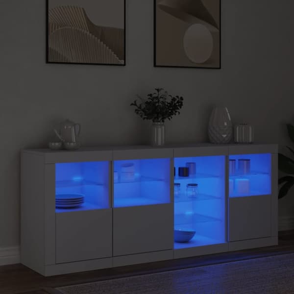 Skänk med LED-belysning vit 164x37x67 cm