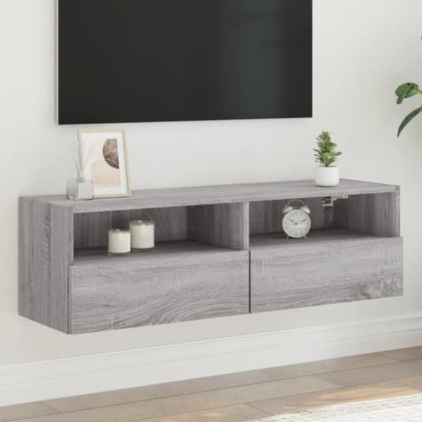 Väggmonterad tv-bänk grå sonoma 100x30x30 cm konstruerat trä