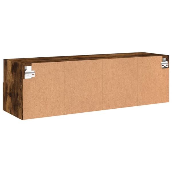 væghængt tv-bord 100x30x30 cm konstrueret træ røget egetræ