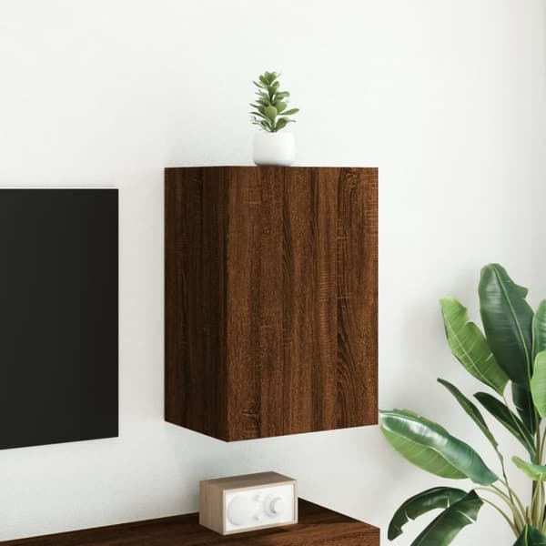 Väggmonterad tv-bänk brun ek 40,5x30x60 cm konstruerat trä