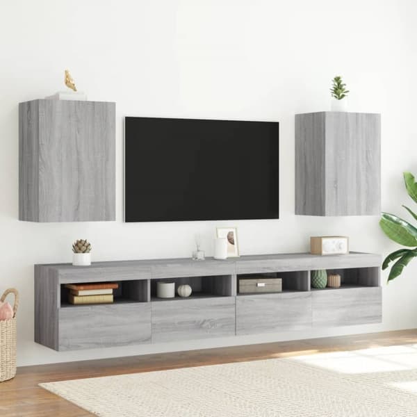 Väggmonterad tv-bänk grå sonoma 40,5x30x60 cm konstruerat trä