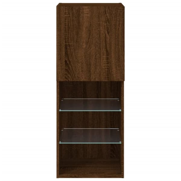 tv-bord med LED-lys 40,5x30x102 cm brun egetræsfarve