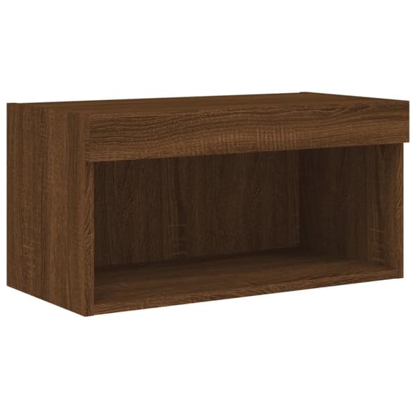 Tv-bänk med LED-belysning brun ek 60x30x30 cm