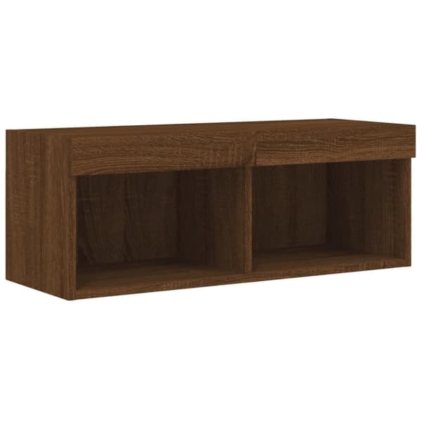 TV-taso LED-valoilla ruskea tammi 80x30x30 cm