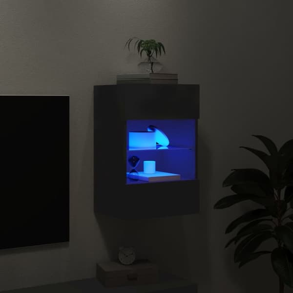 TV-seinäkaappi LED-valoilla musta 40x30x60,5 cm