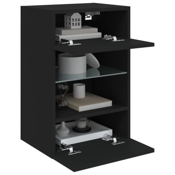 TV-seinäkaappi LED-valoilla musta 40x30x60,5 cm